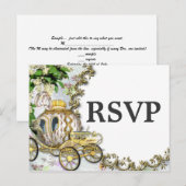 Princess Carriage Theme Wedding RSVP Briefkaart (Voorkant / Achterkant)