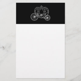 Princess Carriage, White op Black. Briefpapier