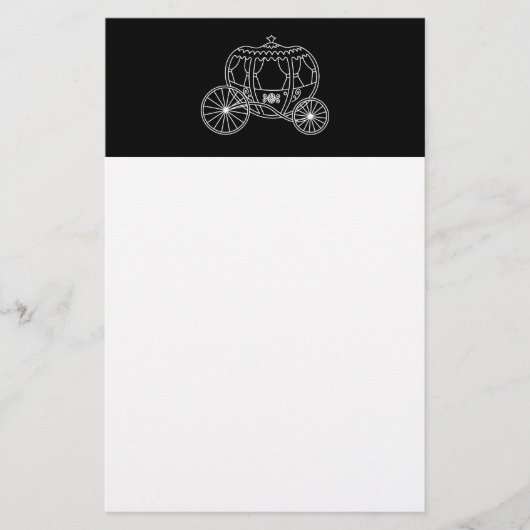 Princess Carriage, White op Black. Briefpapier (Voorkant)