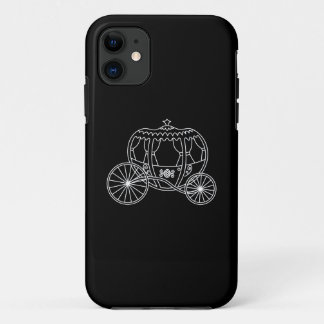 Princess Carriage, White op Black. iPhone 11 Hoesje