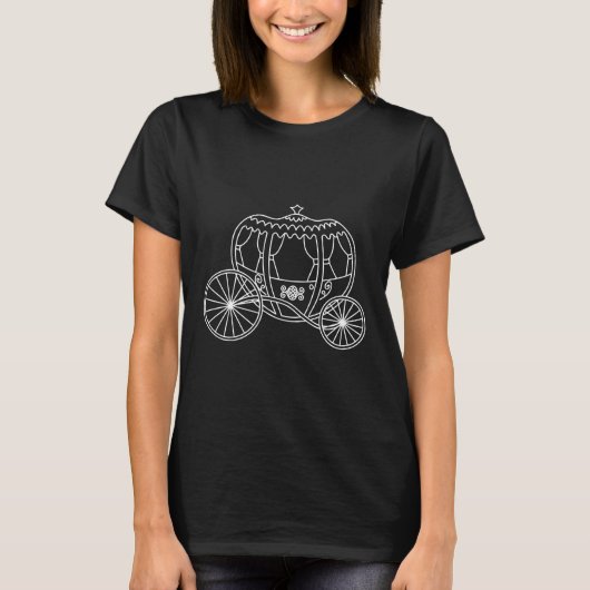 Princess Carriage, White op Black. T-shirt (Voorkant)