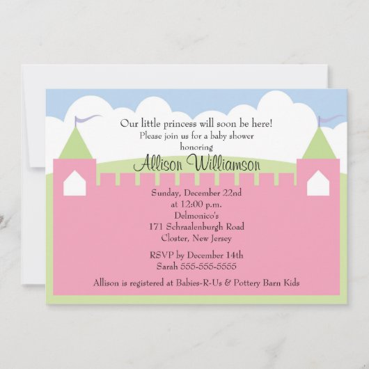 Princess Castle Baby shower Invitation Kaart (Voorkant)