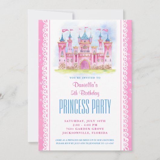 Princess Castle Birthday Kaart (Voorkant)