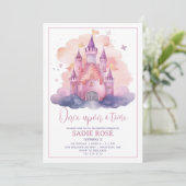Princess Castle Birthday Party Invitation Kaart (Staand voorkant)