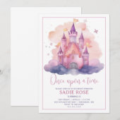 Princess Castle Birthday Party Invitation Kaart (Voorkant / Achterkant)