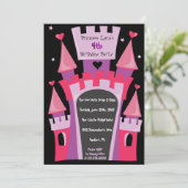 PRINCESS CASTLE Birthday Party Invitation Kaart (Staand voorkant)