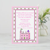 Princess Castle Birthday Party Invitation Kaart (Staand voorkant)