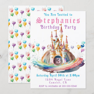 Princess Castle Birthday Party Invitation Kaart