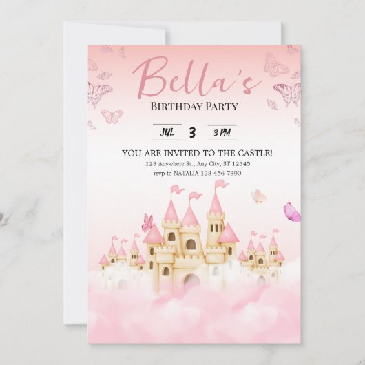 Princess Castle Birthday Uitnodiging (Voorkant)