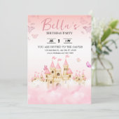 Princess Castle Birthday Uitnodiging (Staand voorkant)