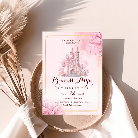 Princess Castle Birthday Uitnodiging