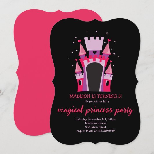 PRINCESS CASTLE BOUNCE HUIS Verjaardagsfeest Kaart (Voorkant / Achterkant)