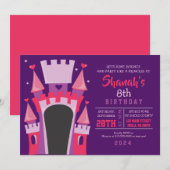 PRINCESS CASTLE BOUNCE HUIS Verjaardagsfeest Kaart (Voorkant / Achterkant)