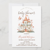 Princess Castle Butterflies Stripes Baby shower Kaart (Voorkant)