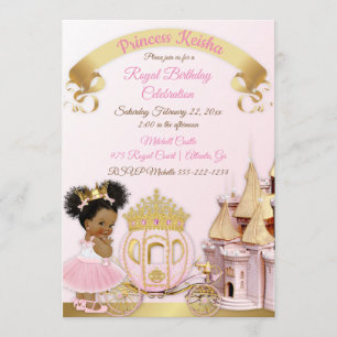 Princess Castle Carriage Pink Gold Girl Foto Kaart