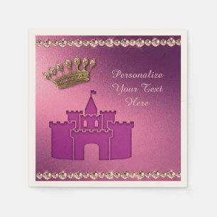 Princess Castle, Crown & Jewels Party Personalize Servet