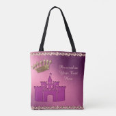 Princess Castle, Crown & Jewels Party Personalize Tote Bag (Achterkant)