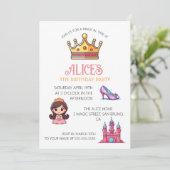 Princess Castle Crystal Schoenen Verjaardag Uitnod Kaart (Staand voorkant)