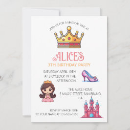 Princess Castle Crystal Schoenen Verjaardag Uitnod Kaart