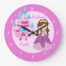 Princess Castle Custom Pink Clock