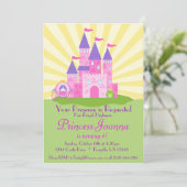 Princess Castle en Carriage Birthday Party Kaart (Staand voorkant)