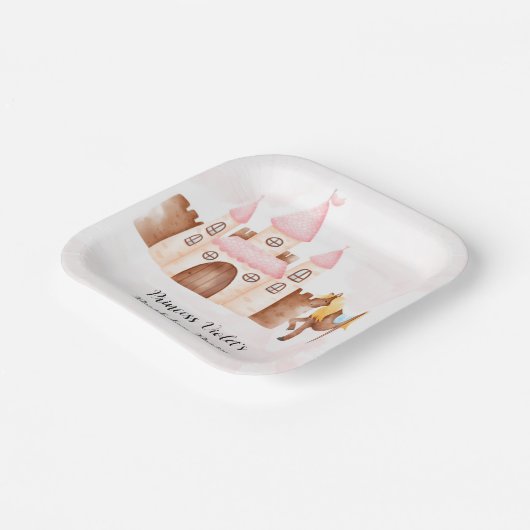 Princess Castle en Paardse Custom Birthday Party Papieren Bordje (Gebogen)