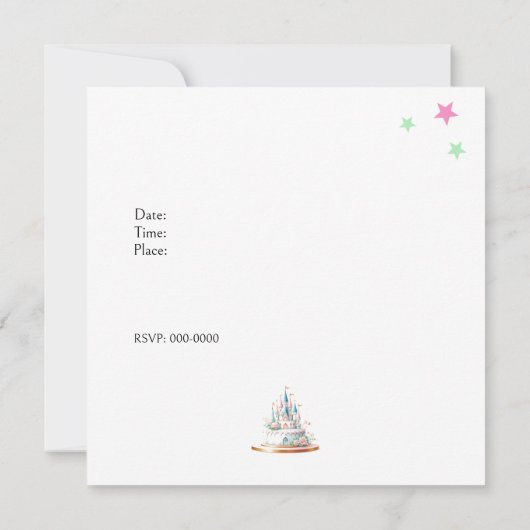 Princess Castle Enchanted verjaardagsuitnodiging Kaart (Achterkant)