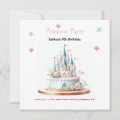Princess Castle Enchanted verjaardagsuitnodiging Kaart (Voorkant)
