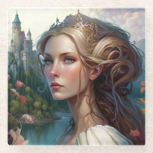 Princess Castle Fantasy Art Glazen Onderzetter