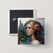 Princess Castle Fantasy Art Vierkante Button 5,1 Cm (Voorkant /achterkant)