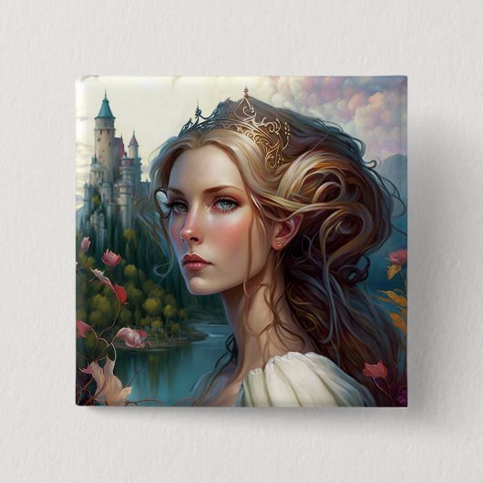 Princess Castle Fantasy Art Vierkante Button 5,1 Cm (Voorkant)