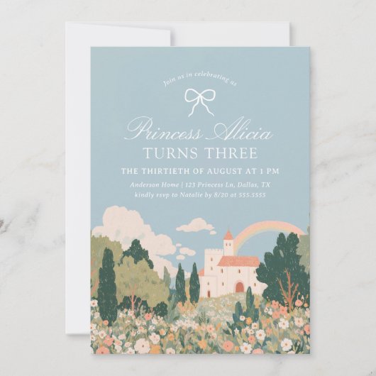 Princess Castle Floral Sprookjesverjaardag Kaart (Voorkant)