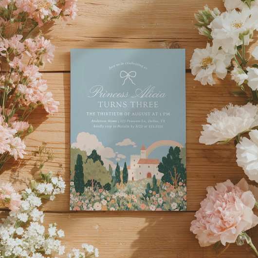 Princess Castle Floral Sprookjesverjaardag Kaart