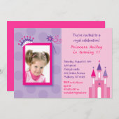 Princess Castle Foto Birthday-uitnodigingen Kaart (Voorkant / Achterkant)
