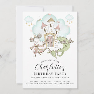 Princess Castle Girl's Birthday Party Invitation Kaart