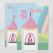 Princess Castle Girly Verjaardagsfeest Foto Uitnod Kaart (Voorkant / Achterkant)