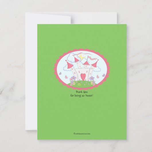 Princess Castle Hartelijk dank voor uw platte kaar Bedankkaart (Achterkant)