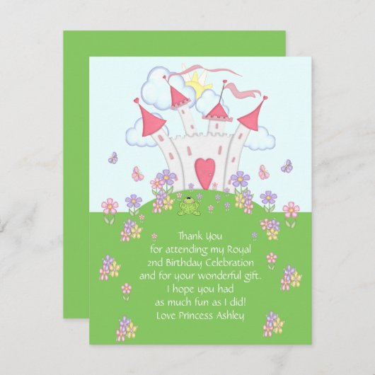 Princess Castle Hartelijk dank voor uw platte kaar Bedankkaart (Voorkant / Achterkant)