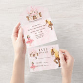 Princess Castle Horse Birthday Party All In One Uitnodiging (Afscheurbaar)