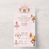 Princess Castle Horse Birthday Party All In One Uitnodiging (Binnen)