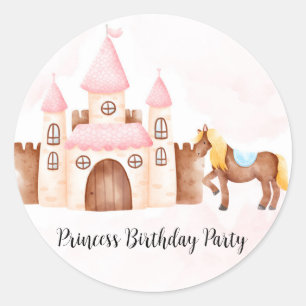 Princess Castle Horse Birthday Party Ronde Sticker