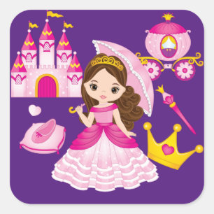 Princess Castle Little Girls Queen Royalty Vierkante Sticker