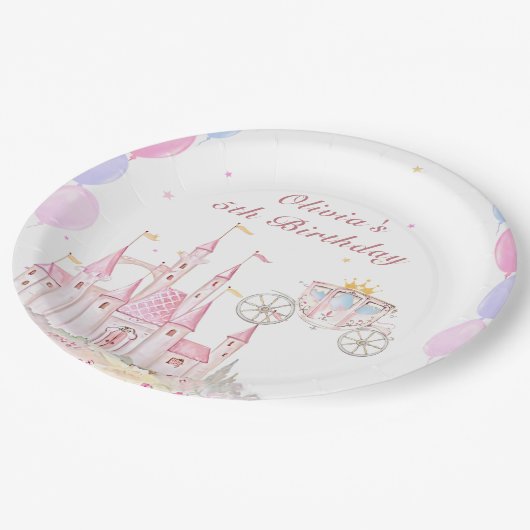 Princess Castle meisje verjaardag Papieren Bordje (Gekanteld)