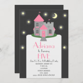 Princess Castle Moon & Stars Birthday Party Kaart (Voorkant / Achterkant)