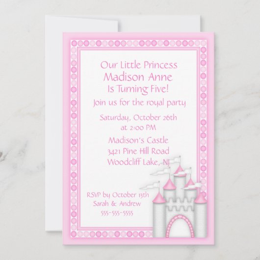 Princess Castle Party Invitation Kaart (Voorkant)
