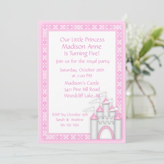 Princess Castle Party Invitation Kaart (Staand voorkant)