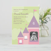Princess Castle Photo Birthday Invitation Kaart (Staand voorkant)