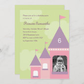 Princess Castle Photo Birthday Invitation Kaart (Voorkant / Achterkant)