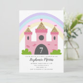 Princess Castle Pink Gold Birthday Party Kaart (Staand voorkant)