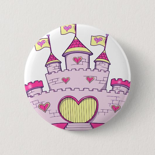 Princess castle ronde button 5,7 cm (Voorkant)